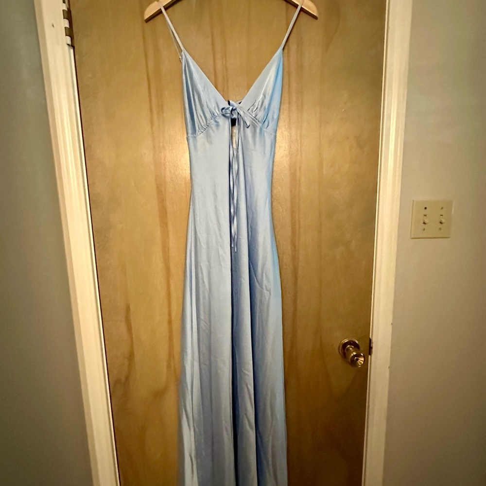 Peppermayo Ice Blue Satin Maxi Dress